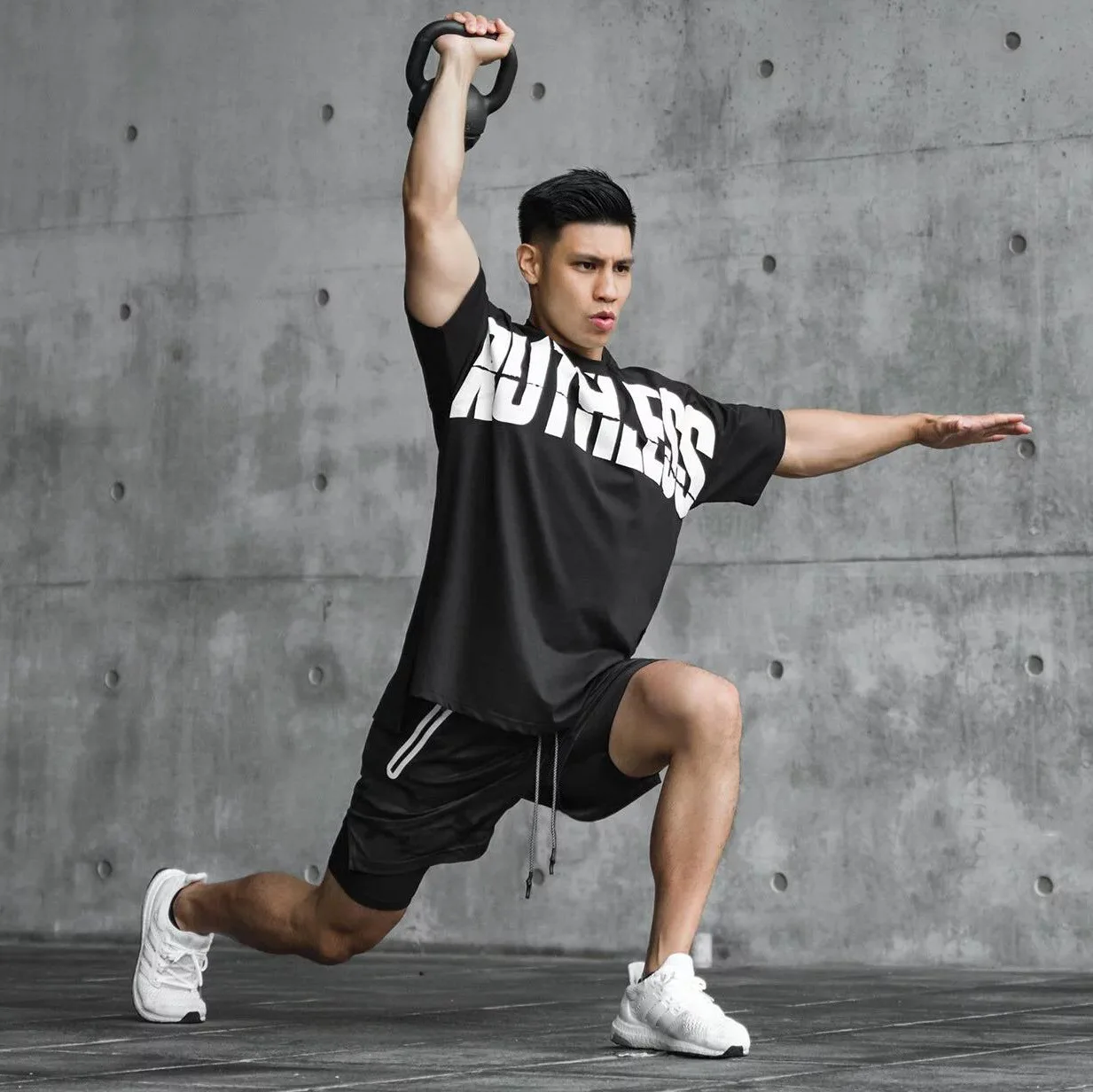 Men Tshirt Drop-shoulder Sleeve Loose Hip Hop Shirt Men Workout Gym Streetwear Harajuku Tee Shirts