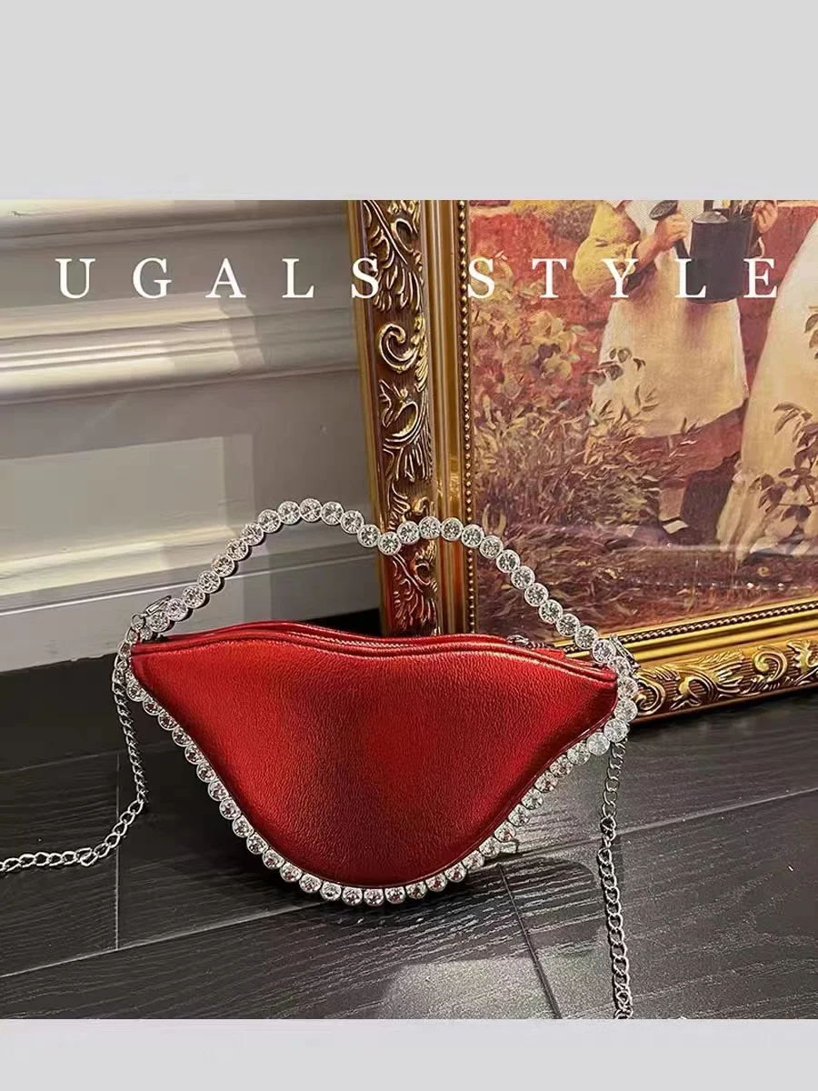 Crystal Shiny Rhinestone Diamond Acrylic Handle Evening Bag Women Handbag Wedding Party Clutch Purse Shoulder Crossbody Bag