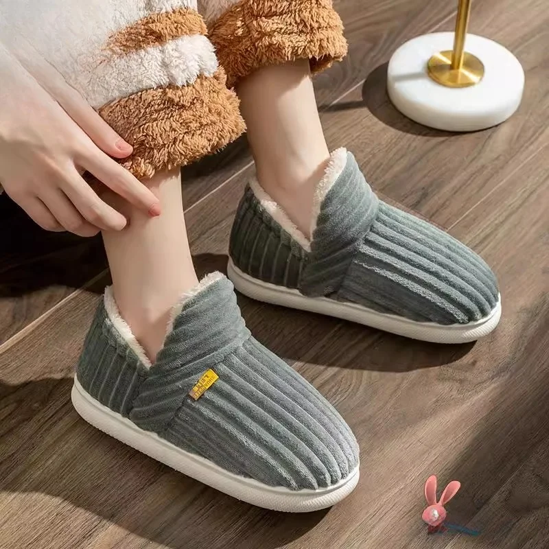 

Autumn Winter Cotton Slippers with Heel for Men And Women Indoor Home Use Warmth Home Living Moon Shoe Fur Slippers