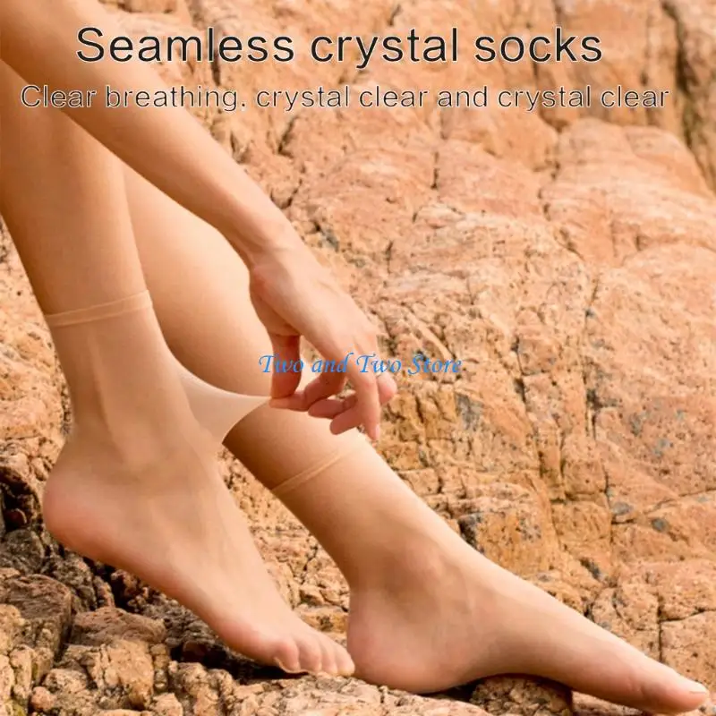 

HX6F 5 Pairs Invisible Thin Socks Elegant Sheer Silk Anti Snags Ankle High Short Socks Summer Footwear for Women