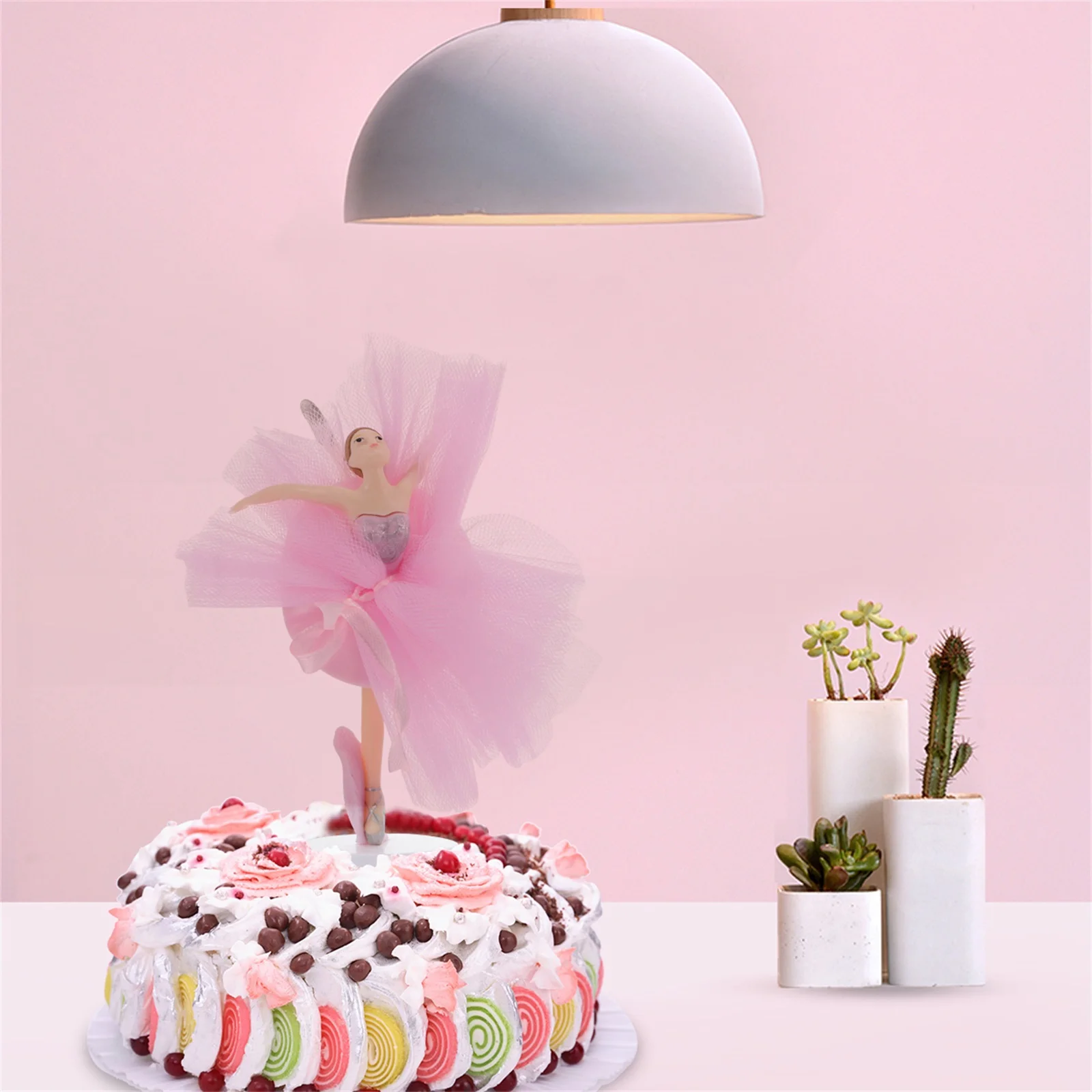 

3 set Ballet Girl Cake Toppers 3 Sets Ballerina Cupcake Decor Creative Dessert Ornament Birthday Party Decoration Tulle Skirt