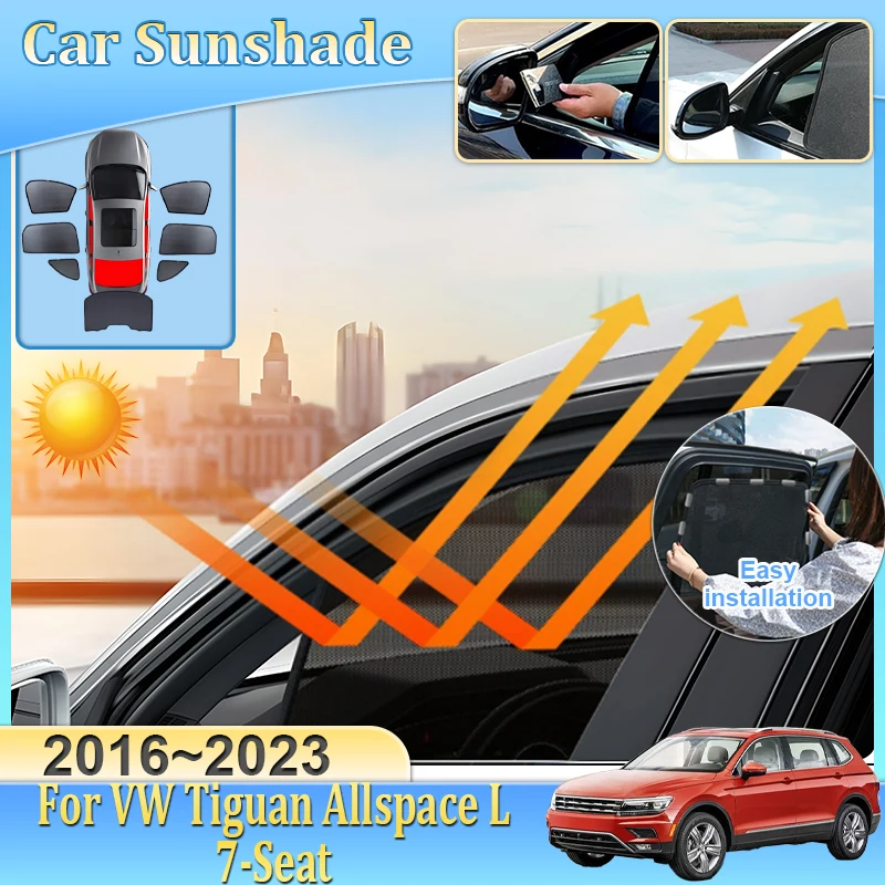 

Car Sunshade For Volkswagen VW Tiguan Allspace L 7-Seat AD BW MK2 2016-2023 Visor Mesh Anti-UV Window Sunshade Car Accessories