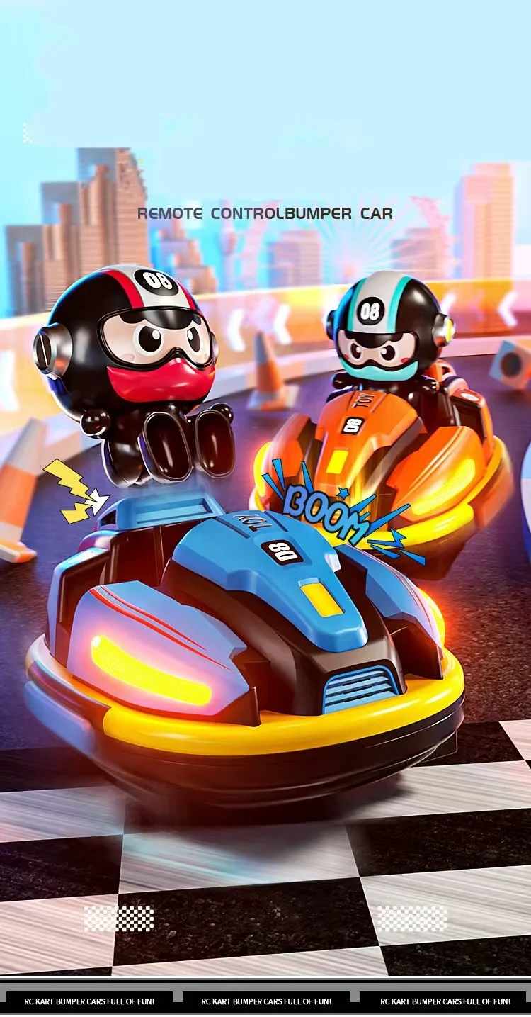 New 2.4 G Remote Control Bumper Car Duel Spray Music Racing Boy Crazyracing Kartrider Toys