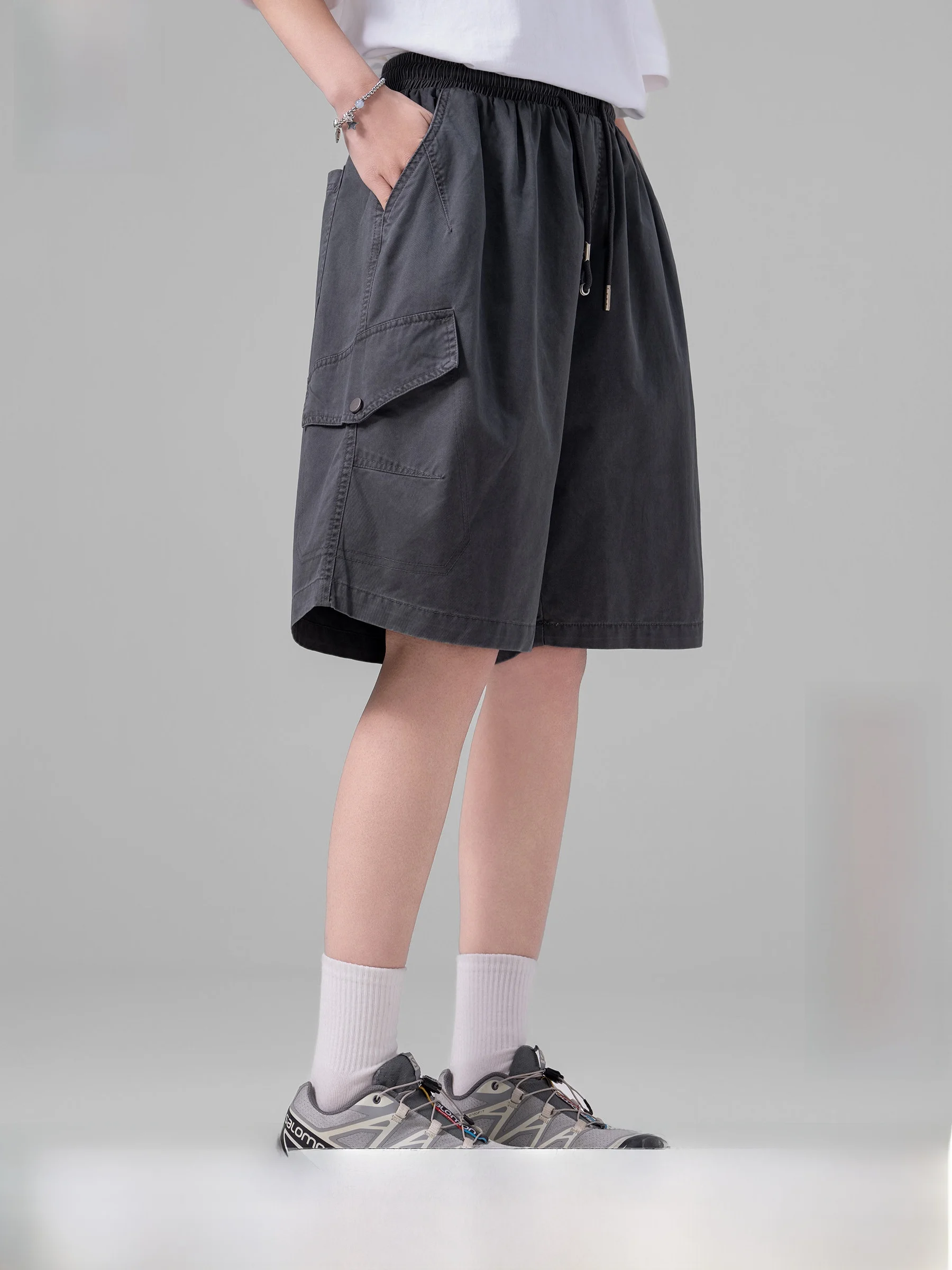Retro Washed Workwear Shorts Unisex Loose Casual Wide Leg Five-Quarter Pants Summer 2026 New Style City Walk Outdoor Casual
