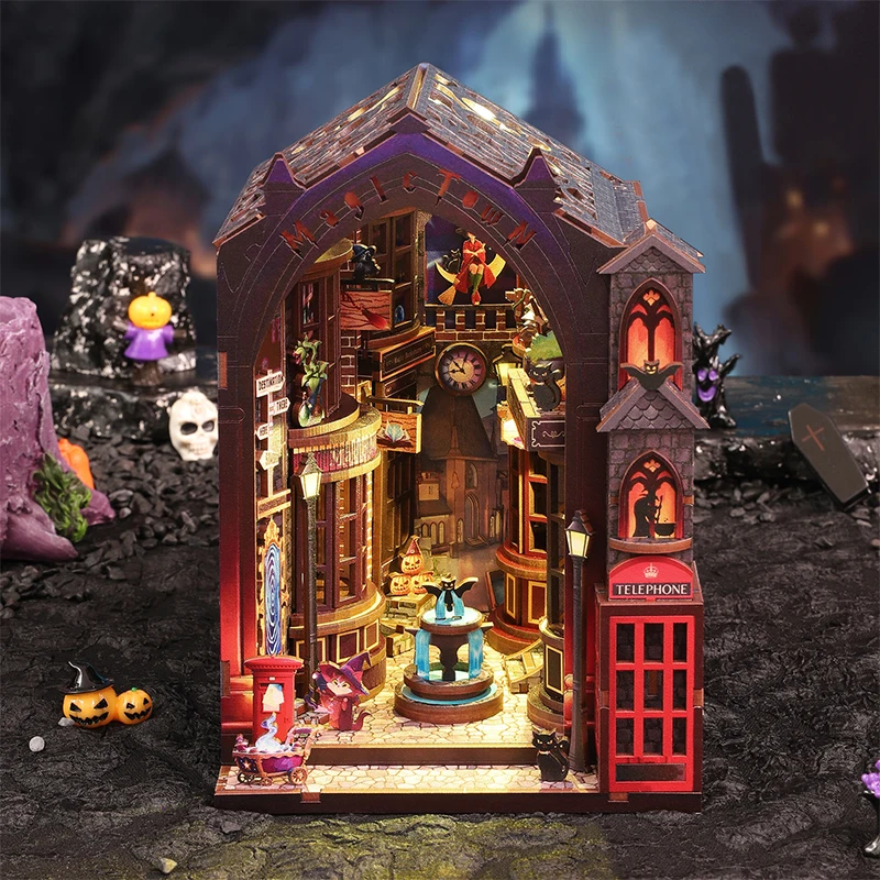 Kit angolo libro fai-da-te Casa delle bambole in legno Creazione e assemblaggio Giocattoli Camera da letto di casa Modello di edificio fatto a mano Giocattolo per il regalo di Natale