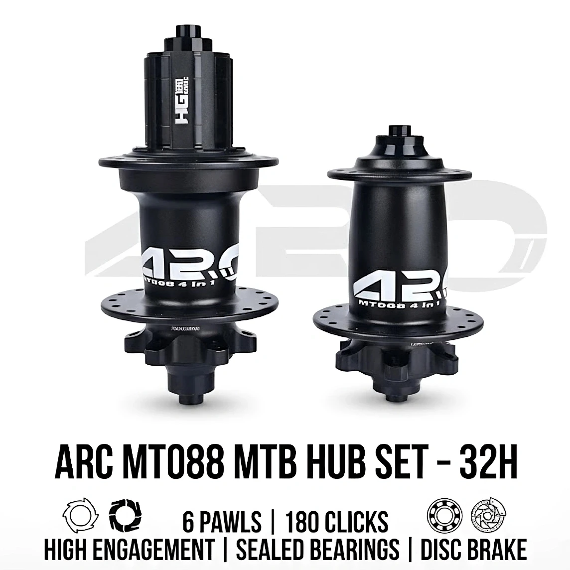 

ARC MT088 Bicycle Hubs MTB Hub 6 Pawls 180 Clicks Loud Sound 32 Holes Disc Brake SS Bearings Quick Release Thru Axle 89 10 1112S