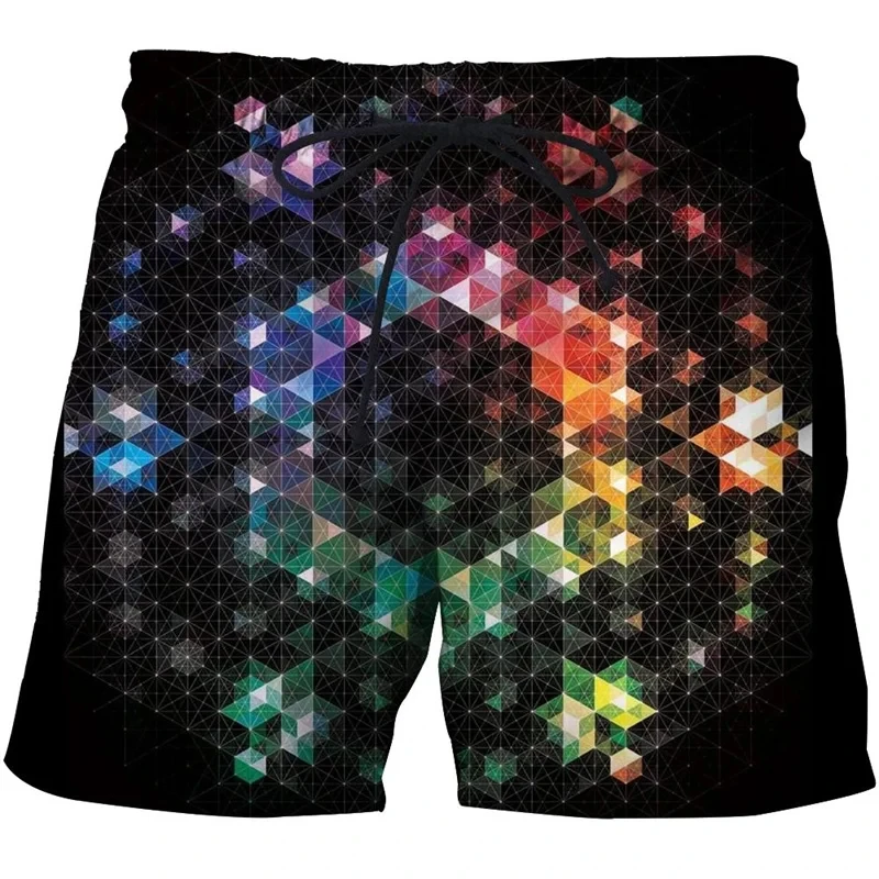 Calções soltos estampados em 3D para homens e mulheres, calção de praia, calção de skate, moda casual verão, calças curtas psicodélicas, criança