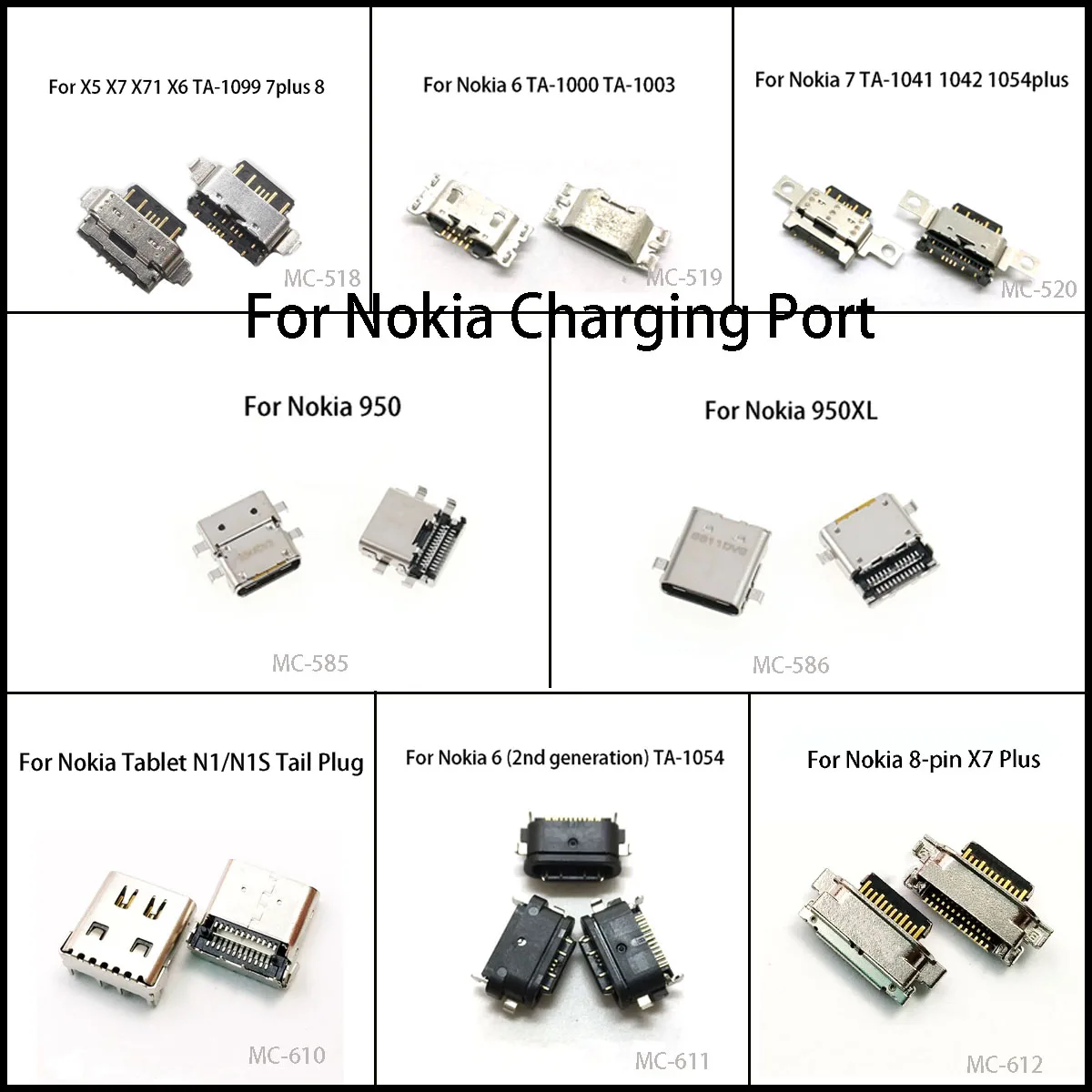 1PC For NOKIA 7 8 G50 X71 110 105 8000 6300 N215 N225 X5 6 7 N1 Micro USB 5pin SMD Connector Charging Port Socket Repair Parts