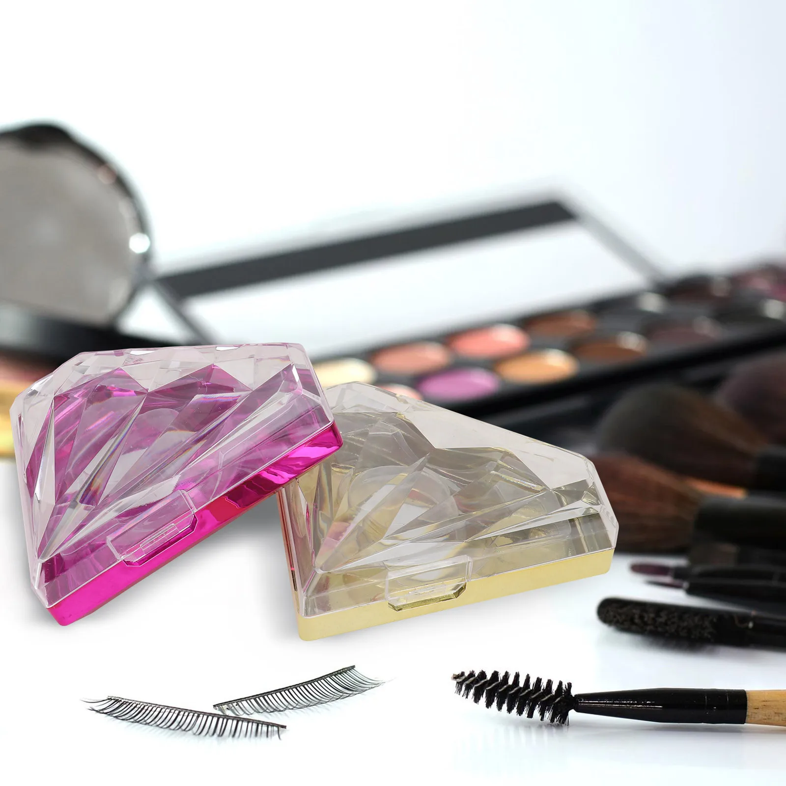 2 قطعة صندوق رمش كاذبة صندوق تخزين الرموش موضة الماس نمط الاكريليك ماكياج اكسسوارات المنظم للإناث #1