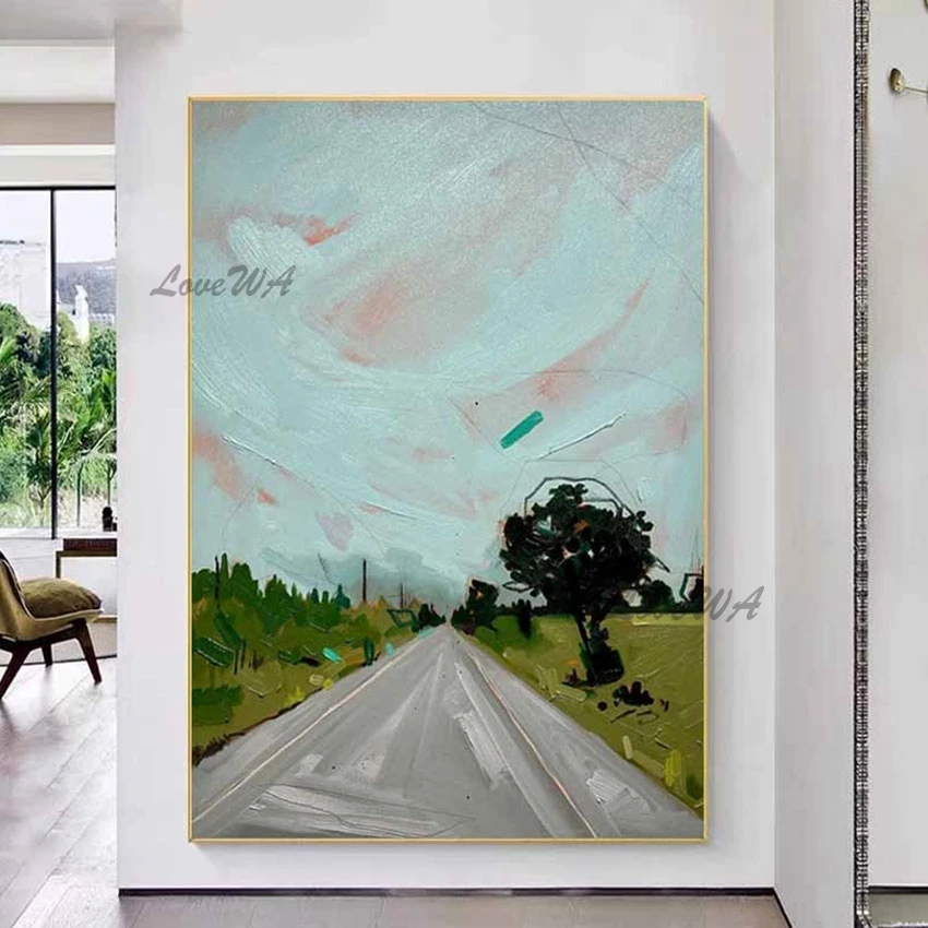 

Handmade Abstract Canvas Art Modern Painting Street Landscape Oil Artwork Home Designs Decorations Hanging Pictures Frameless