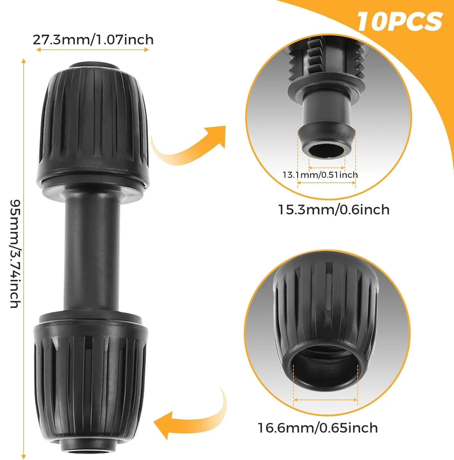 10Pcs Drip Irrigation Fitting for 1/2