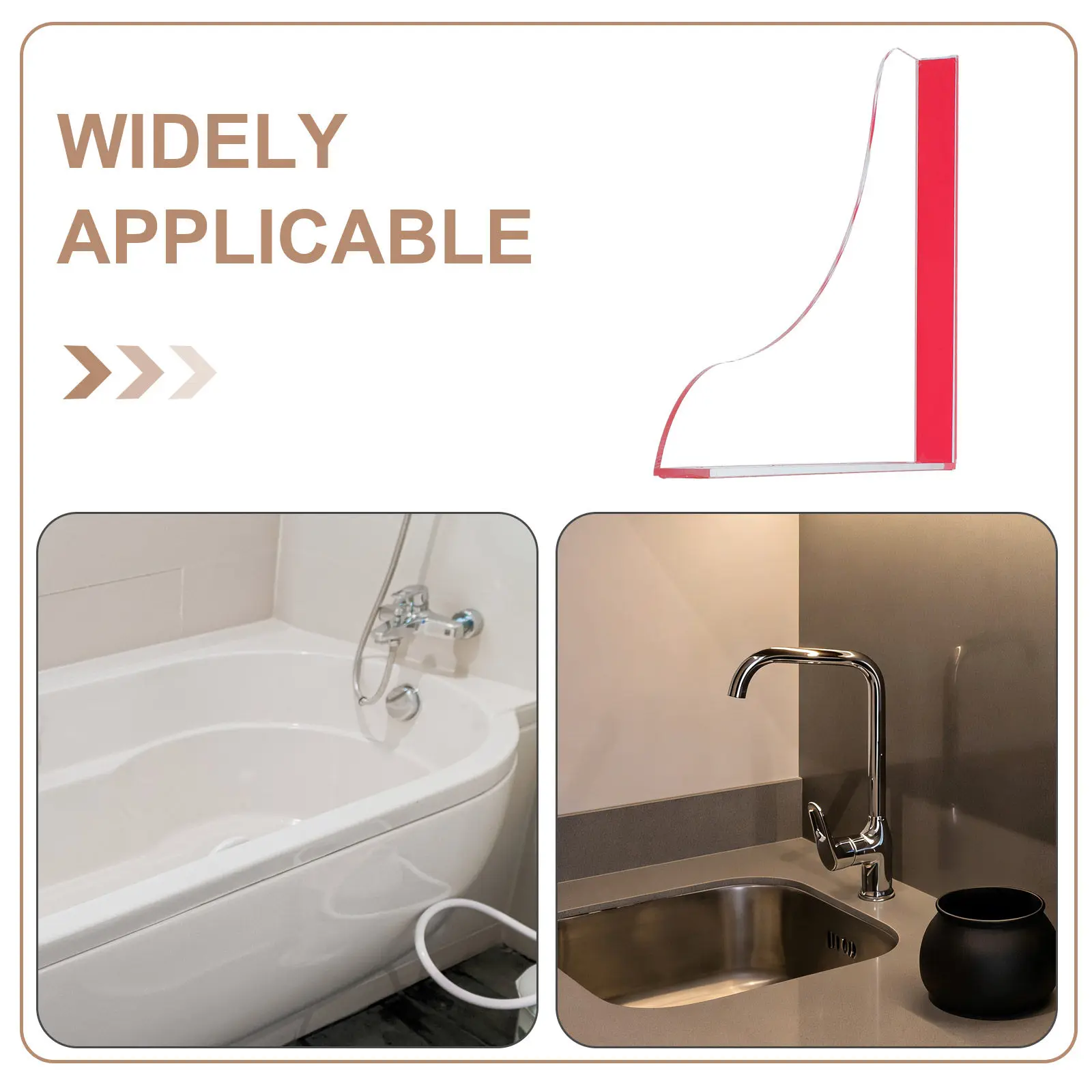 2Pcs Transparent Self Adhesive Acrylic Splash Guard for Tub Corner Waterproof Shower Water Blocker Bathroom Sink Splash view 2