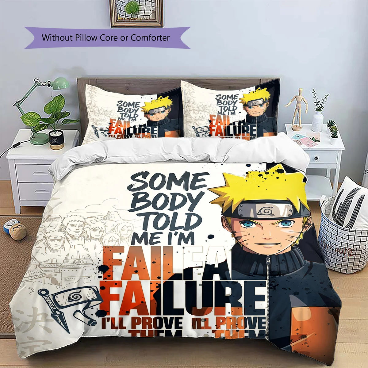 Juego de Funda de Almohada y Funda Nórdica Únicos de Naruto | Con temática de anime | Colección de Dormitorios | Excelente Regalo para Entusiastas YUN6511