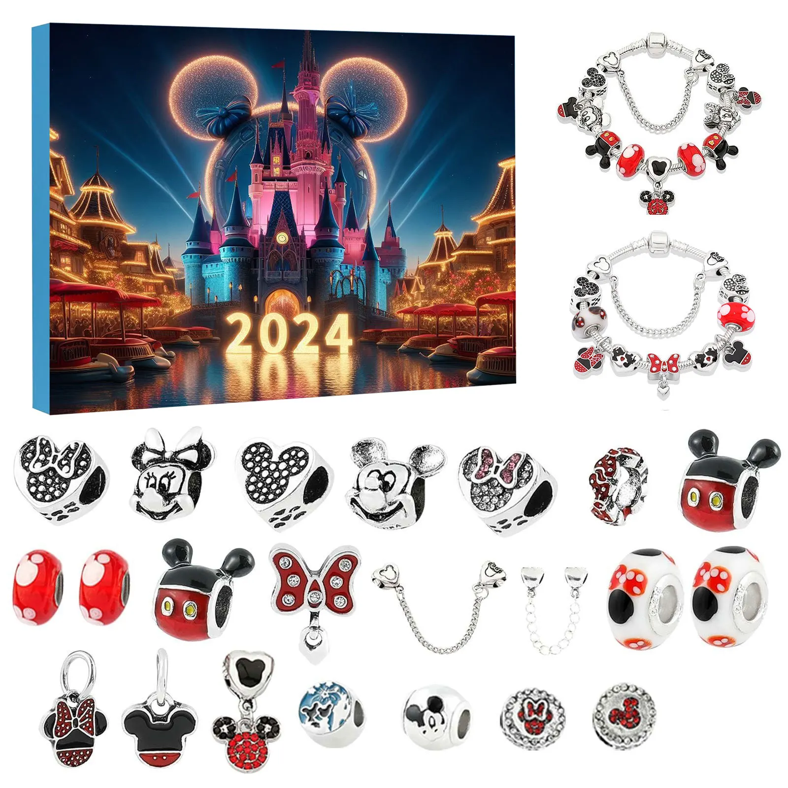 ディズニー スティッチ ミッキーマウス 合金 24日間アドベントカレンダー クリスマス ランダムボックスセット 2026年到着 コレクタブルジュエリーギフト