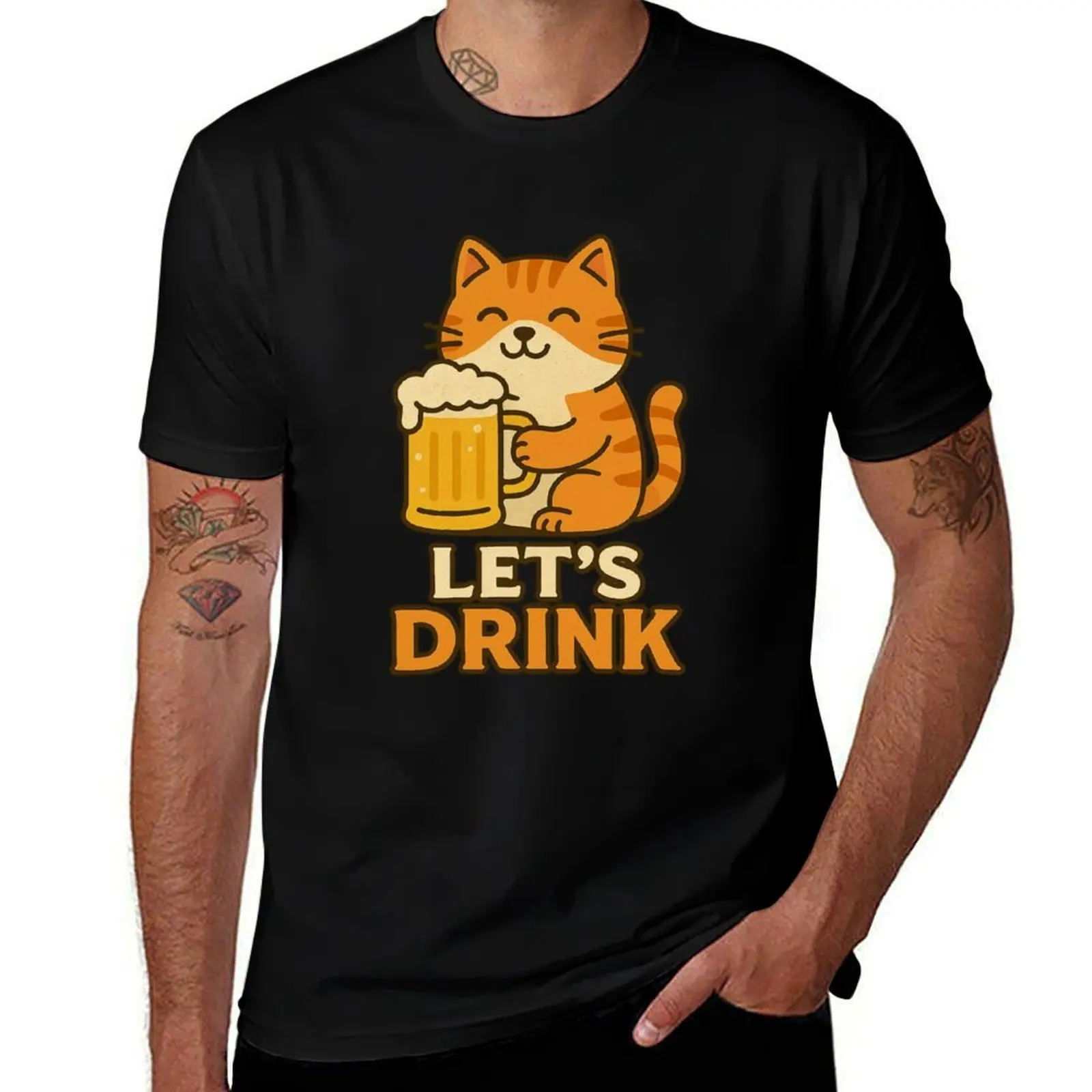 

Let’s Drink Funny Cat Beer T-Shirt vintage anime shirt blacks for a boy anime stuff luxury clothes men