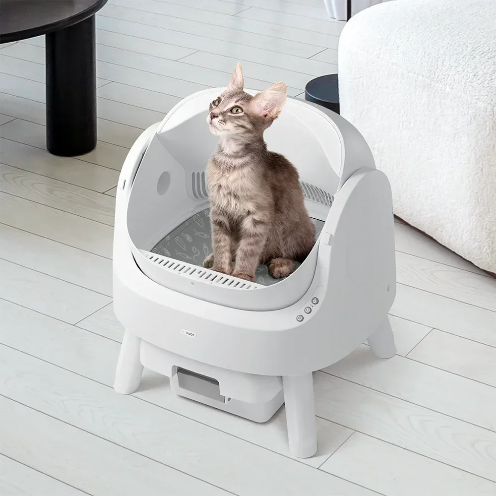 PetPivot Large Automatic Cat Litter Box for Multiple Cats Open-Top Design Safety