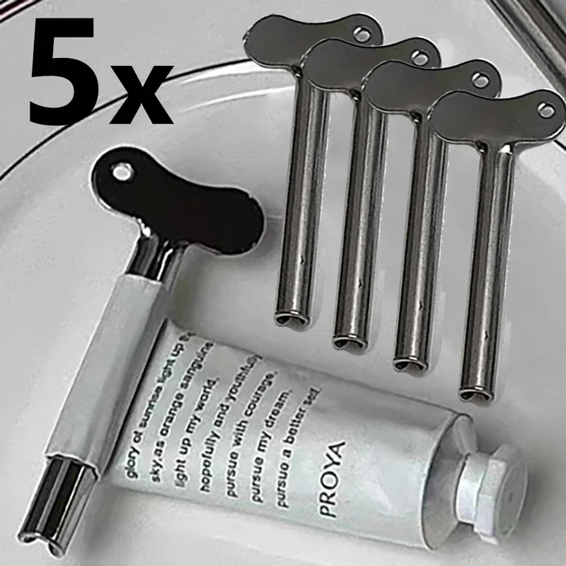 1-5pcs Stainless Steel Toothpaste Squeezers Facial Cleanser Hair Salon Cream Metal Tube Squeezer Bathroom Tooth Pick Dispenser