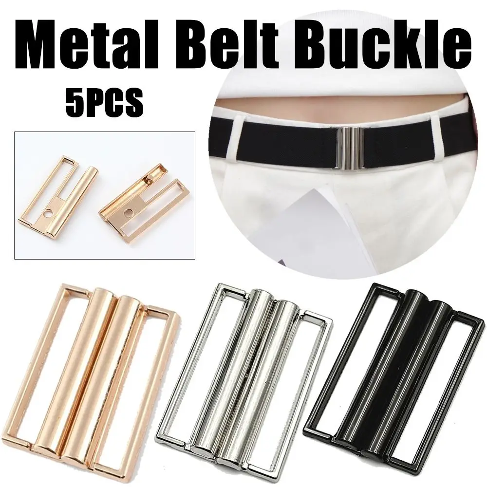 5pcs Square Belt Buckle DIY Gold Silver Black Practical Elastic Waistband Buckle Universal Metal Clasp