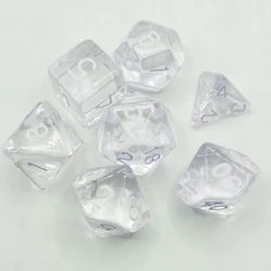 7Pcs Dice Set d4 d6 d8 d12 d20 Clear Transparent Polyhedral Effect Multi Sided Dice Role 1 2 3 4 5 6 Table Games