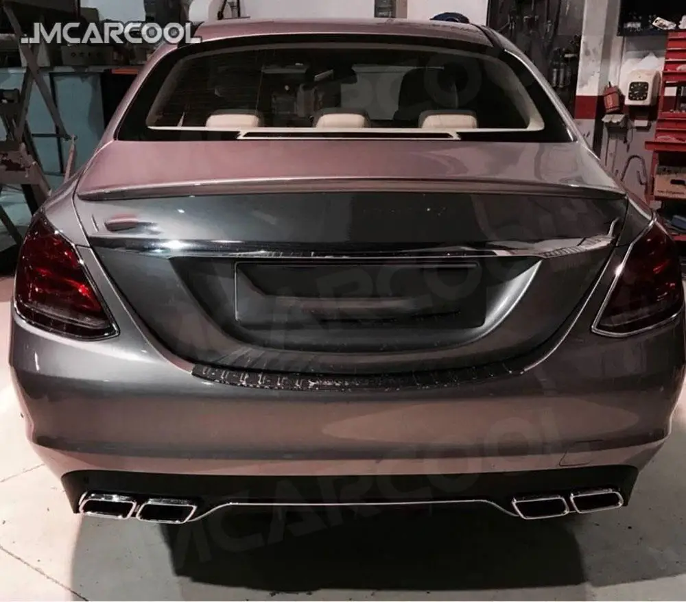 

JCHEY PP Диффузор для заднего бампера с наконечниками выхлопных газов 4 выхода для Benz C Class W205 4-дверная смена до C63 для AMG Look Standard