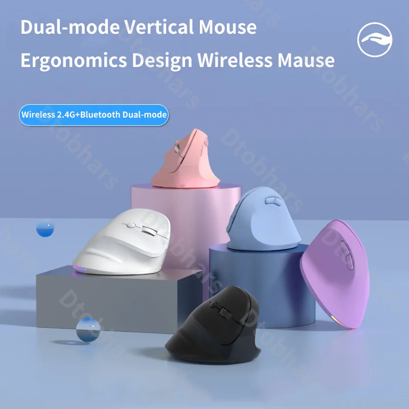 

Wireless Dual-mode Vertical Mouse Ergonomics Design RGB Light Effect Resulotion Adjustable Button Office Use Mause Vertical Mice