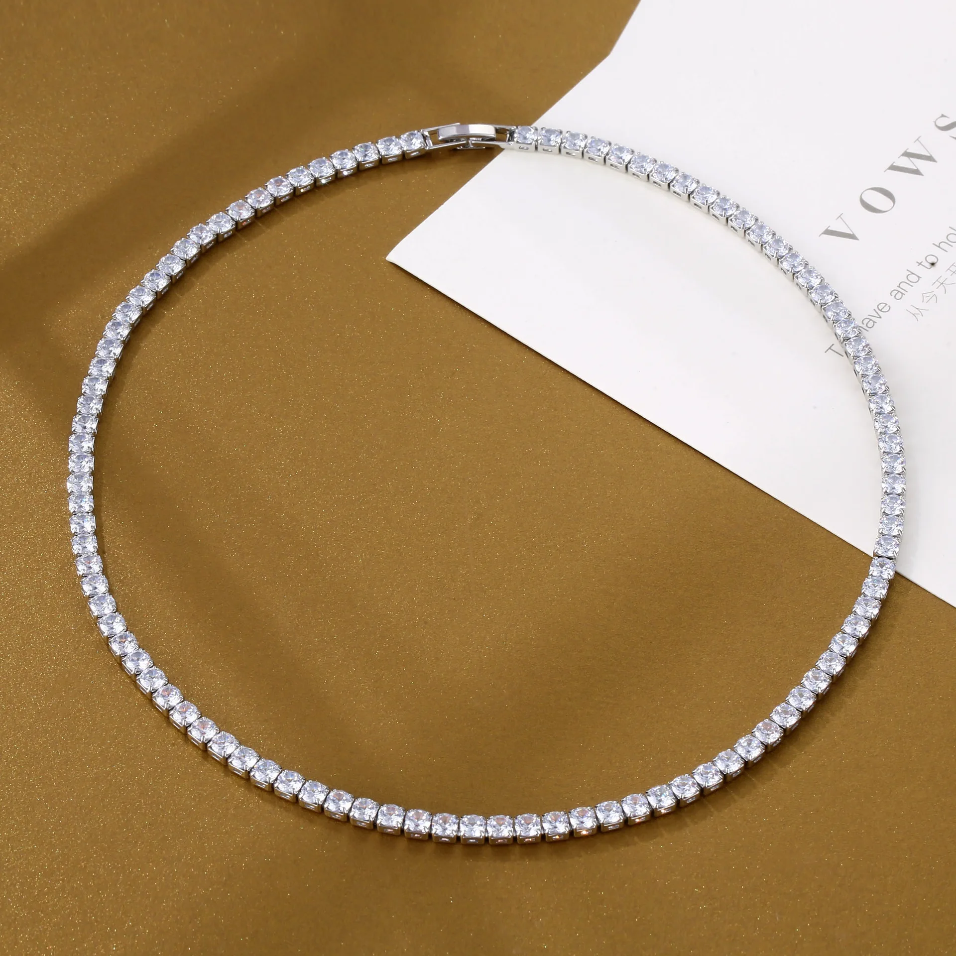 Tennis Chain Necklace 4mm AAAAA Zircon 925 Sterling Silver Party Wedding Chocker Necklaces For Women Men Engagement Jewelry Gift