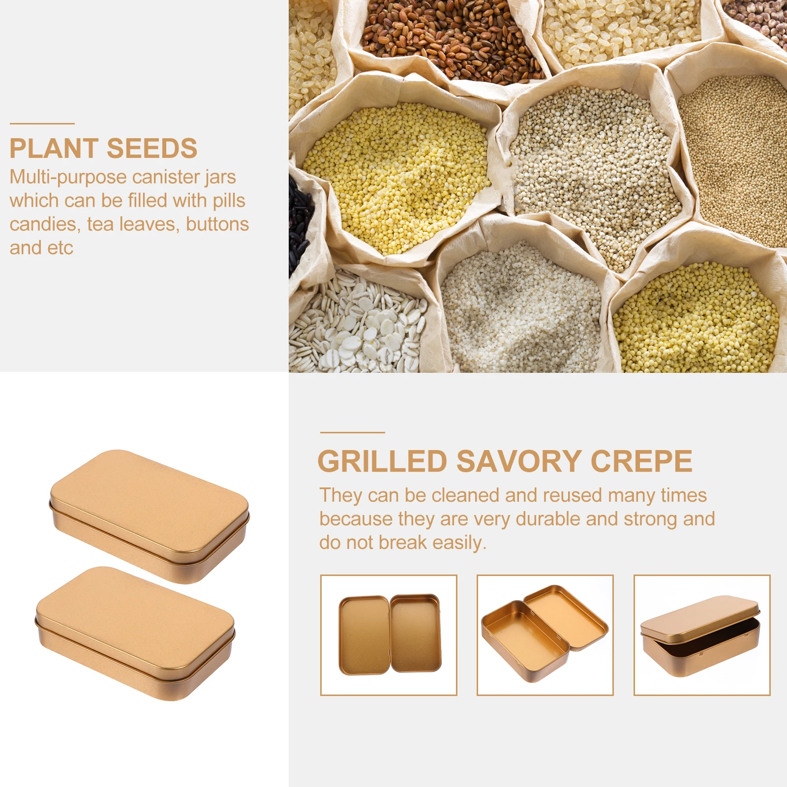 

2Pcs Portable Tinplate Storage Boxes Small Button Tea Leaves Containers Airtight Multi-Purpose Canisters Durable Reusable Home