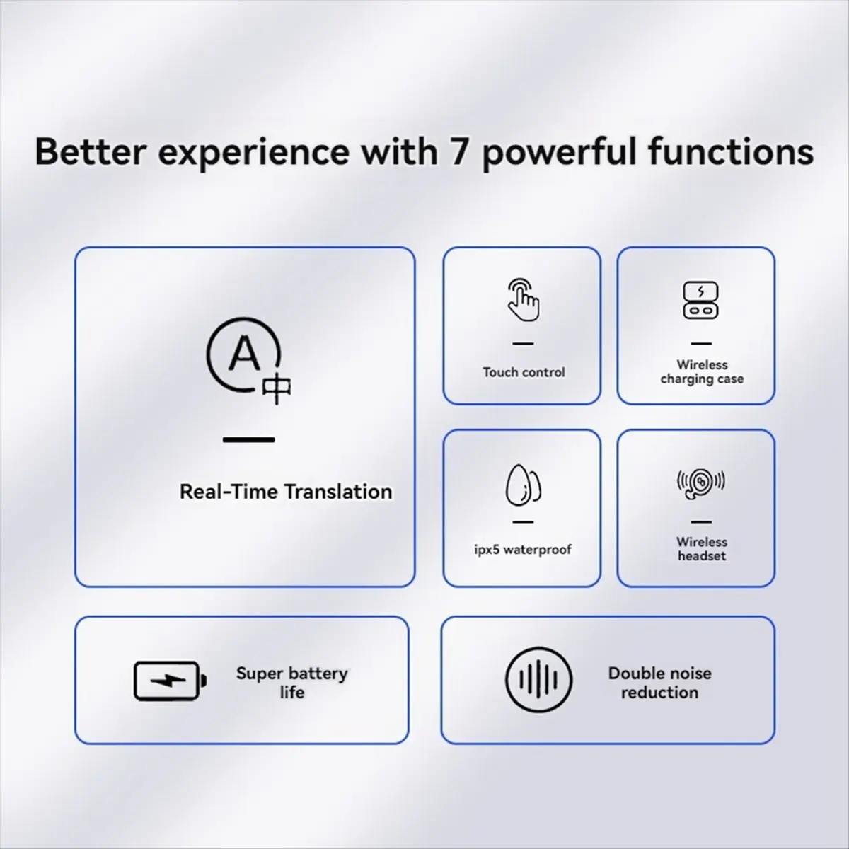 Super Sale Language Translation Earbuds Two-Way Real-Time Translation Language, Instant Voice Translation Business Learning Blac
