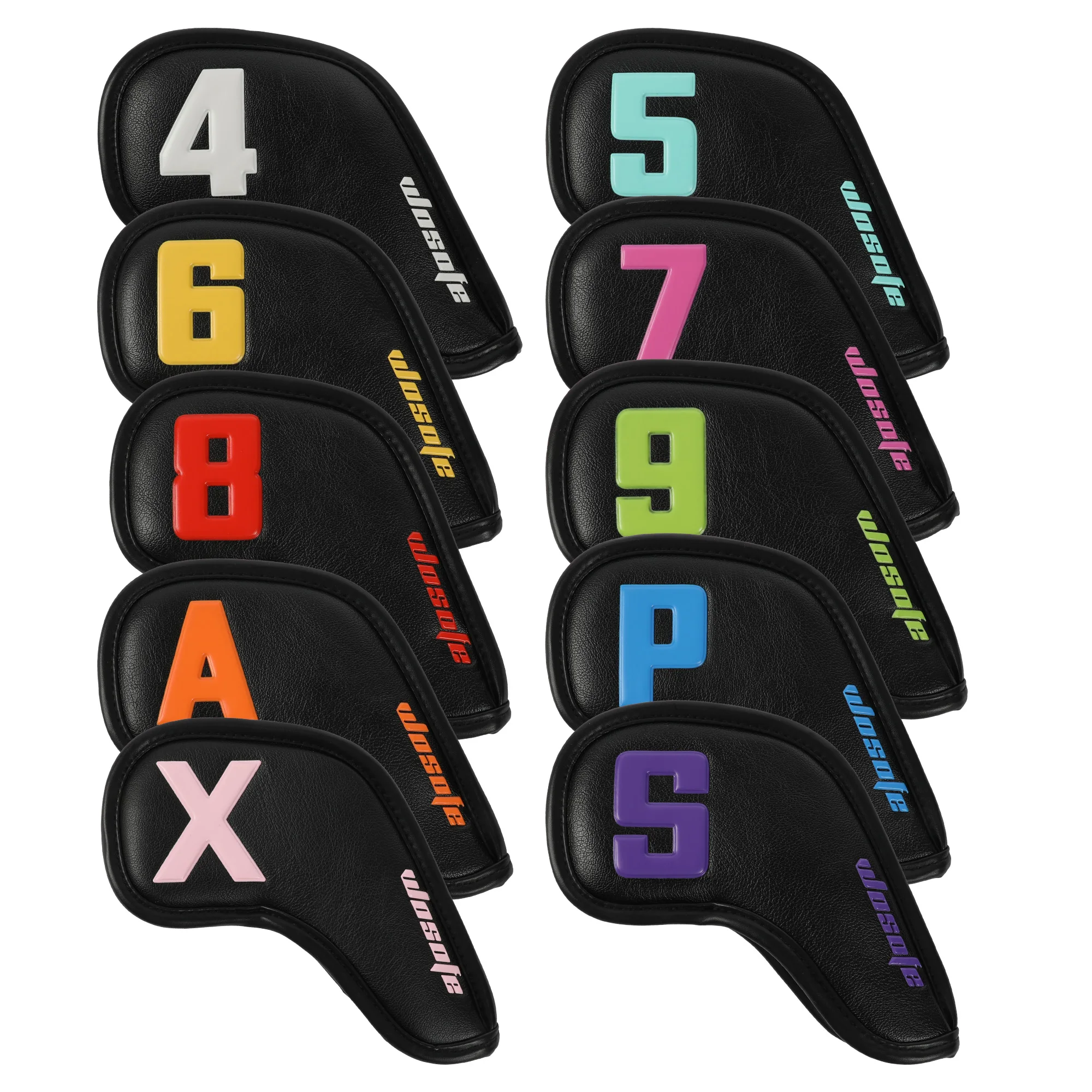 10Pcs Golf Iron Head Covers Colorful Number Design PU Leather Durable Wear Resistant Extended Full Protection Golf Club Cover