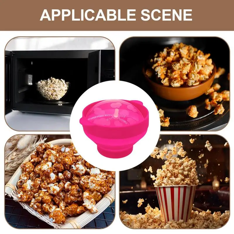 XM Machine à Pop-corn Bricolage Silicone Pour Micro-ondes Seau Pliable Recipient Pour Aliments Rouge Vert