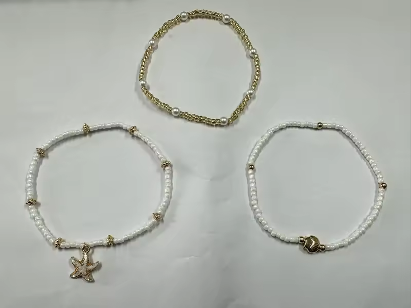 Summer Bohemian Style Starfish Shell Millet Bead Ankle Chain Three-Layer Set Beachy Elegant Foot Jewelry Accessory - Image 4