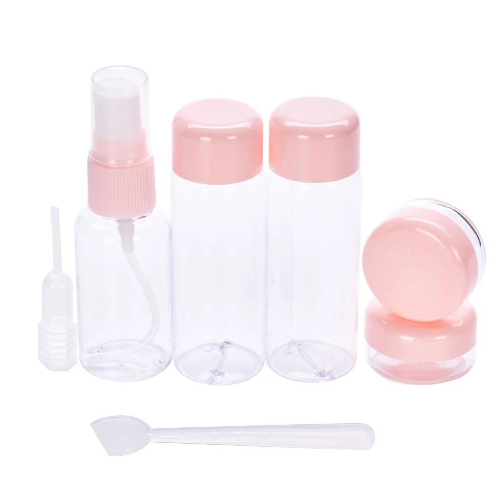 

7pcs Travel Bottles Refillable Portable Toiletries Containers For Shampoo Lotion Cream Stick Kit Empty Plastic Tube Set