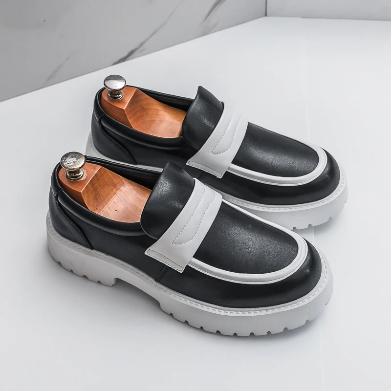 

Classic Men Thick-soled Loafers Casual Comfortable Durable Fashionable Brand Leather Shoes Italian Social Shoes Sizes 38-46