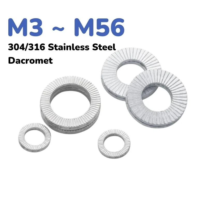 

Dacromet Double Deck Toothed Self Lock Washers 304 316 Stainless Steel Non Slip Locking Wedge Washer M3 to M56