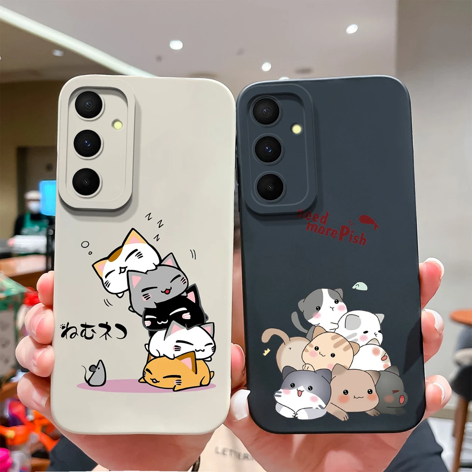 For Samsung Galaxy A55 Cases Lovely Cat Liquid Silicone Durable Fashion Simplicity Back Cover For Samsung A55 A 55 Coque Funda image 3