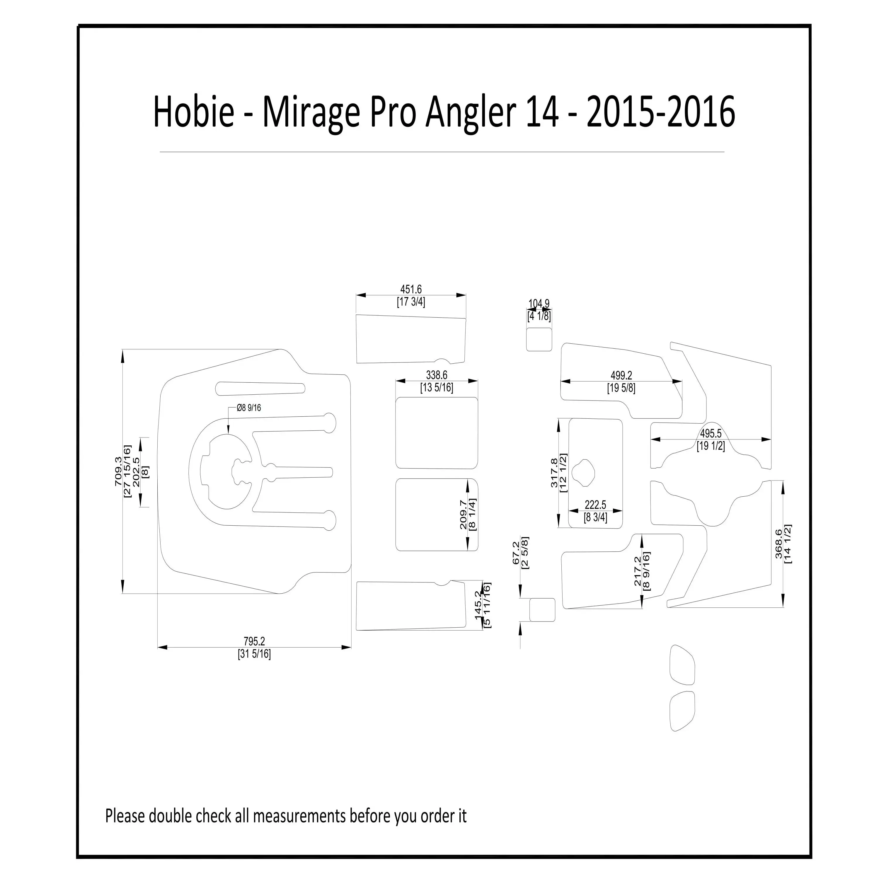 2015-2016 Hobie Mirage Pro Angler 14 Kayak Boat EVA Foam Teak Deck Floor Pad