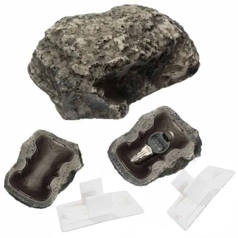 2pcs/set Creative And Fashionable Fake Stone Novelty Stone Storage Resin Key Box Simulated Stone Spare Key Storage