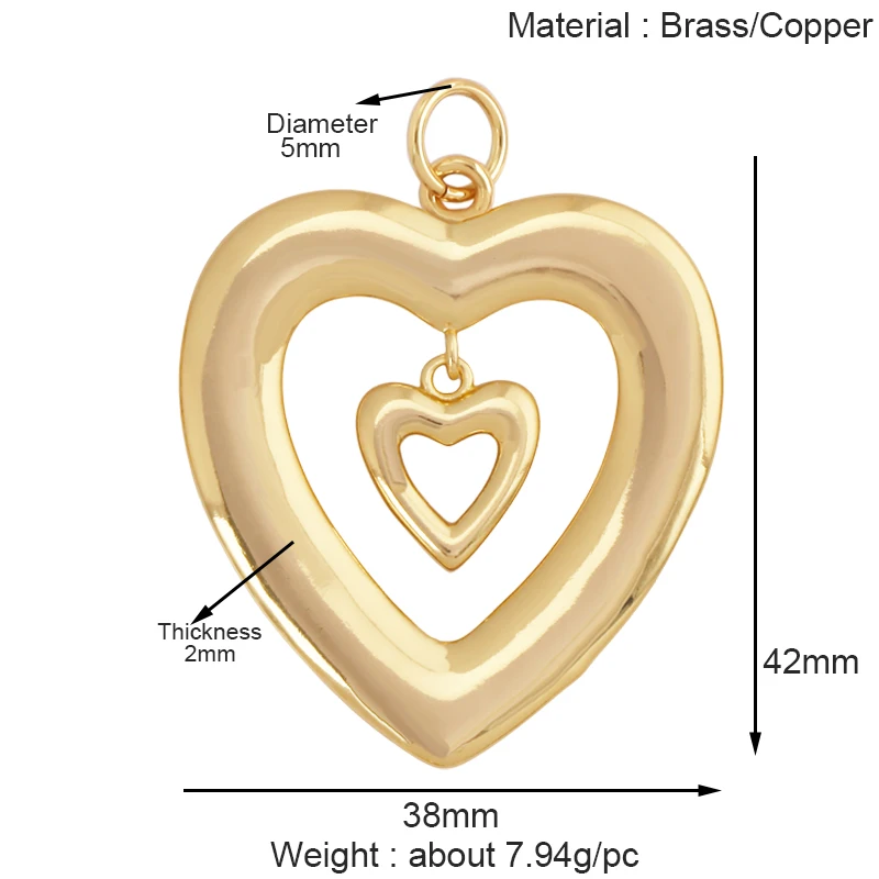 Mode Bunte Zirkon Brenn Liebe Herz Charm Anhänger, Echt 18K Gold Überzogene Halskette Armband DIY Handgemachten Schmuck Liefert S26 – Detail 26