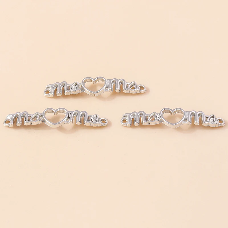 Leslie 20 Stück 40*9mm Metalllegierung Hohle Buchstaben-Anhänger Mama Charms Schmuck DIY Halskette Armband Ohrringe Herstellung – Detail 3