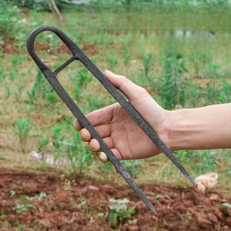 Agricultural Tools Two-Tooth Hoe Planting Vegetables Household Manganese Steel Digging Loose Soil Turning Ground Hoe Rake