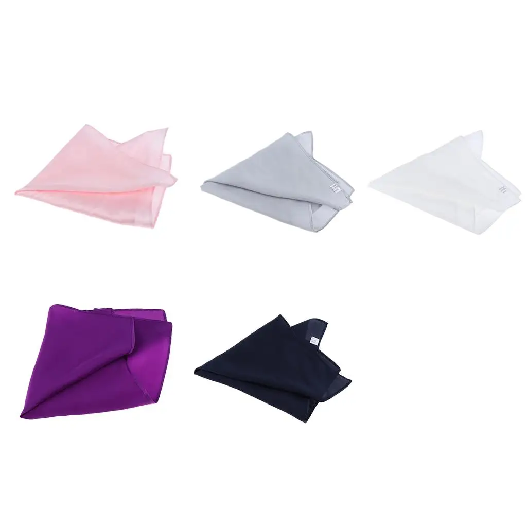 Plain Solid Pure Silk Pocket Square Handkerchief for Men Assorted