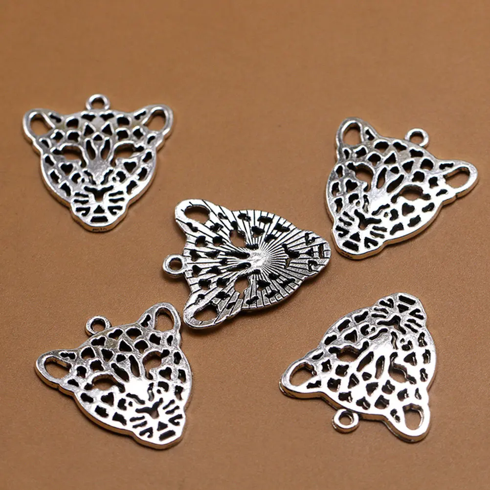 

20Pcs Simple Yet Stylish Leopard Head Alloy Pendants DIY Charm Set Jewelry Making Necklace Sweater Chain Keychain Anklet Decor