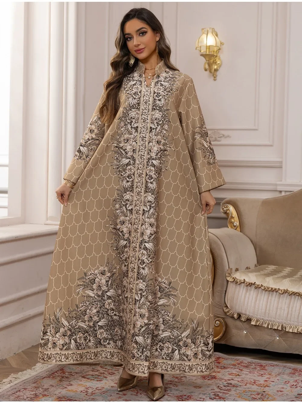 Muslim Dress Women Abaya for Eid Diamond Party Dresses Arab Long Robe Print Abayas Dubai Morocco Kaftan Islam Jalabiya Vestidos