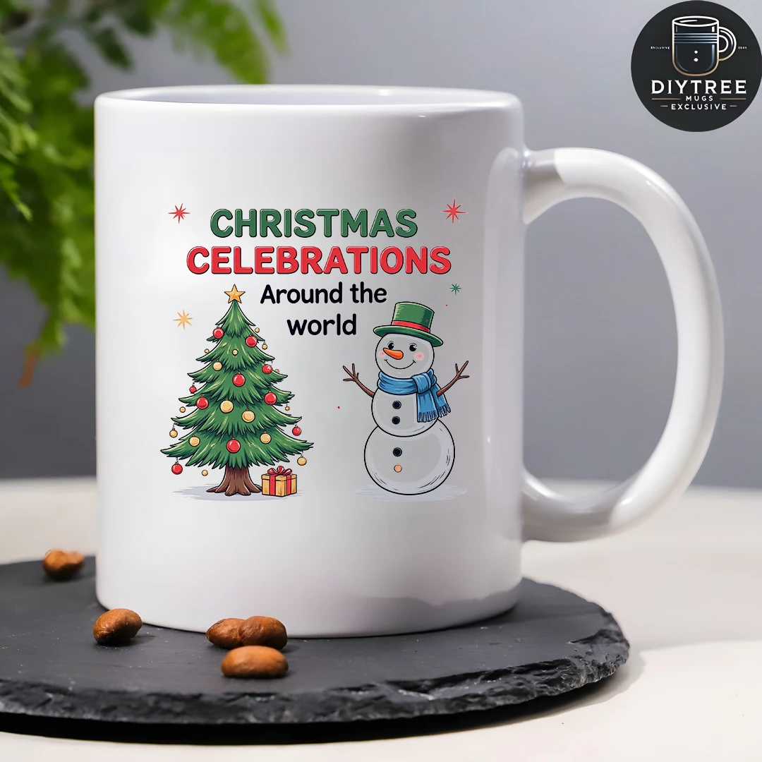 Taza de árbol de Navidad de dibujos animados de 11oz + taza creativa para niños, esencial para la oficina familiar, conjunto con caja de regalo de Navidad