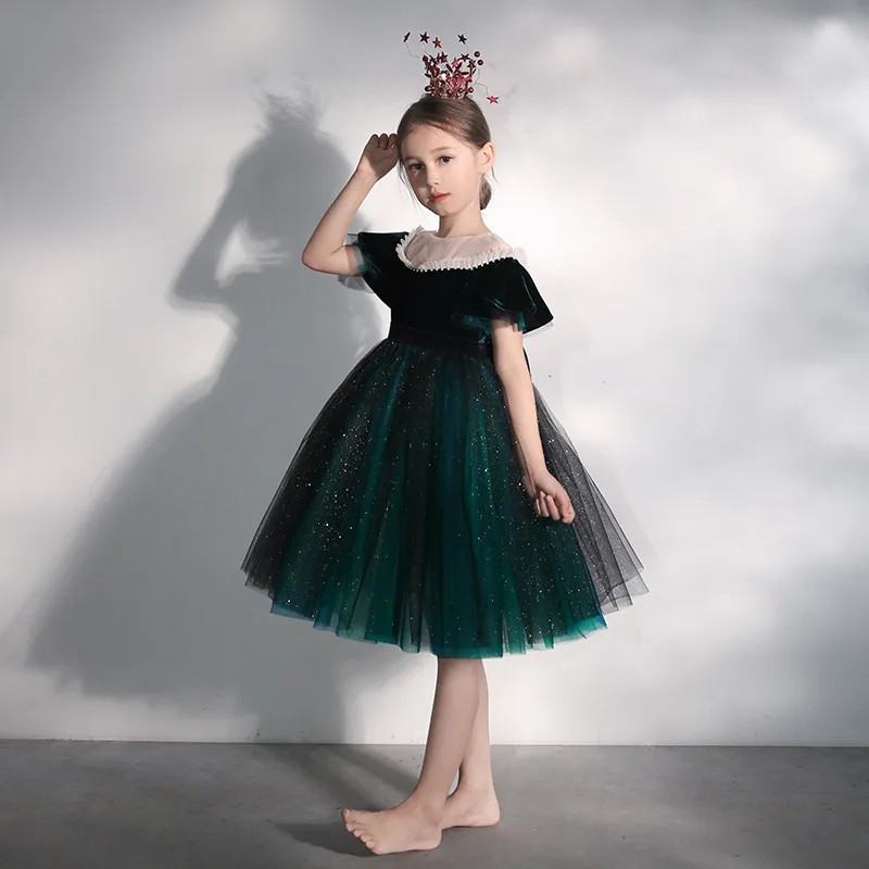 

Детское нарядное платье принцессы из пышного фатина для выступлений на фортепиано, на Хэллоуин, вечернее, модное