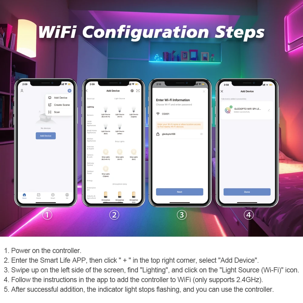 GLEDOPTO Tuya Smart Wifi SPI LED Controller for WS2811 TM1814B TM1934A SK6812 WS2801 WS2805 UCS2904B Digital Pixel Strip Light