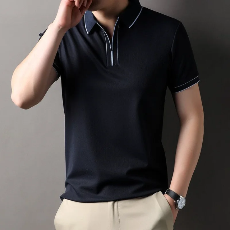 

Summer Paul Polo Shirt Short-sleeved Men's Lapel New Business Casual T-shirt Top