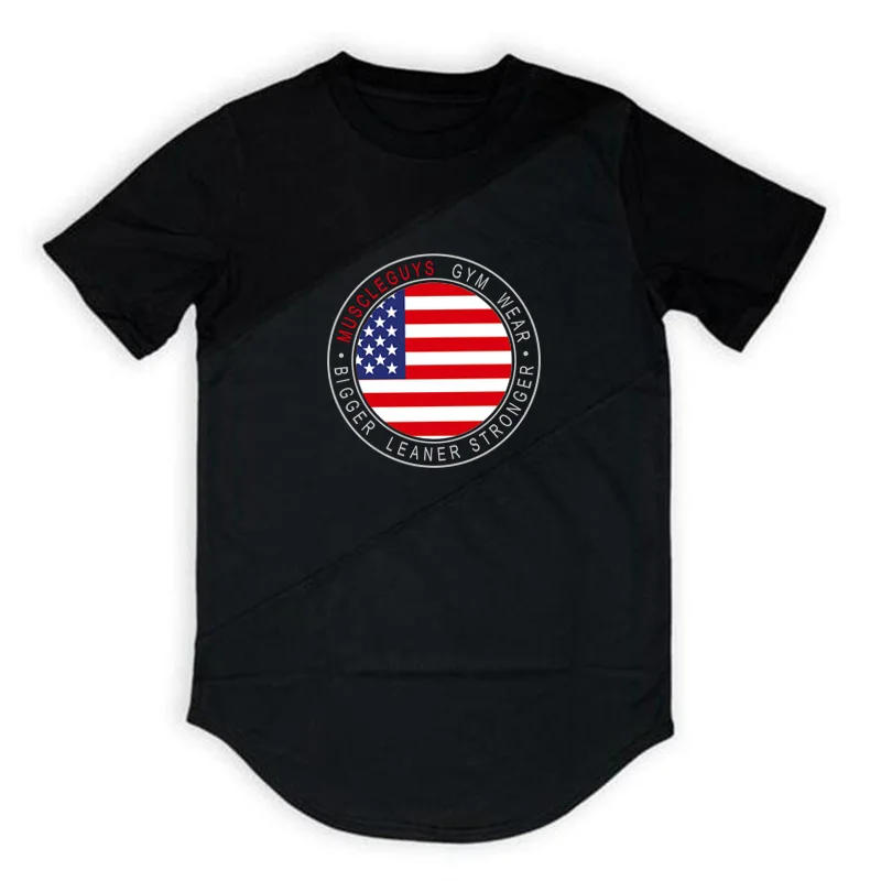 Mens Bodybuilding Muscle Clothing Gym Fitness Cotton Breathable T-shirts Stitching Contrast Color Short Sleeve Summer Shirts
