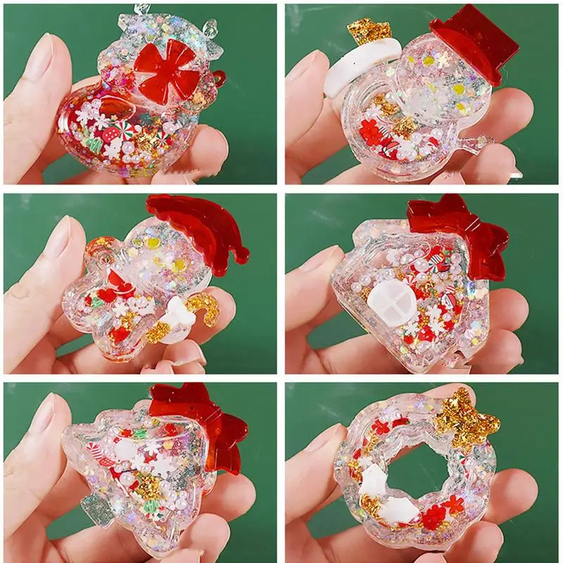 DIY Christmas Quicksand Keychain Pendant Silicone Mold Christmas Tree Elk Shaker Pendant Epoxy Resin Mold Jewelry Making Crafts