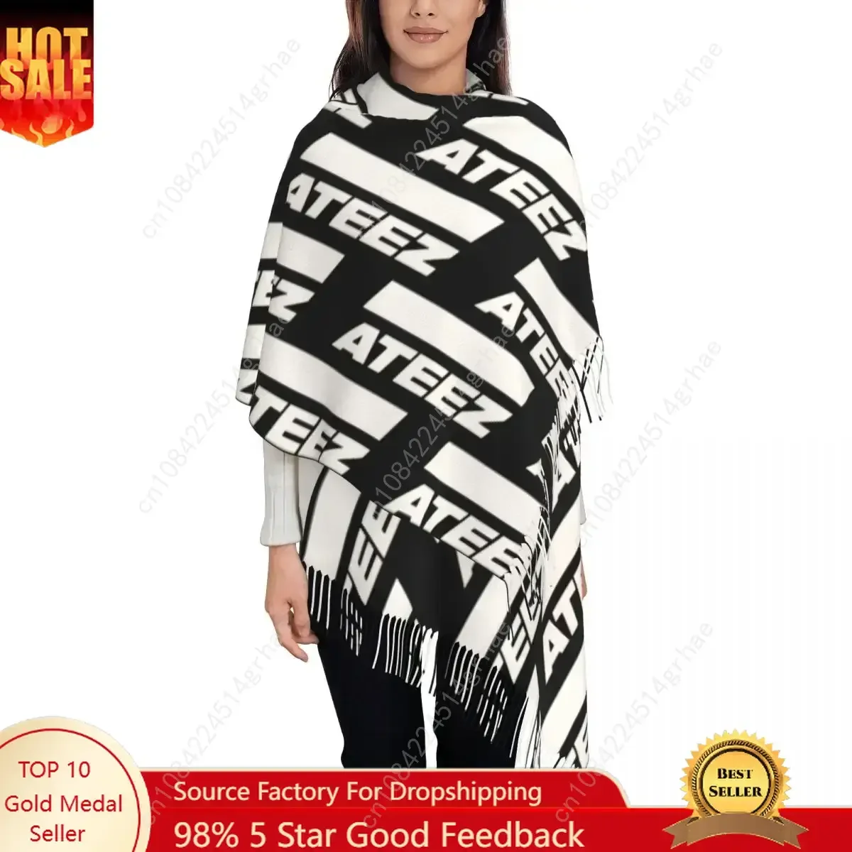 

ATEEZs Printed Scarf Women Men Winter Fall Warm Scarves Shawls Wraps Personalized Soft Cozy Knitted Fleece Windproof Cape